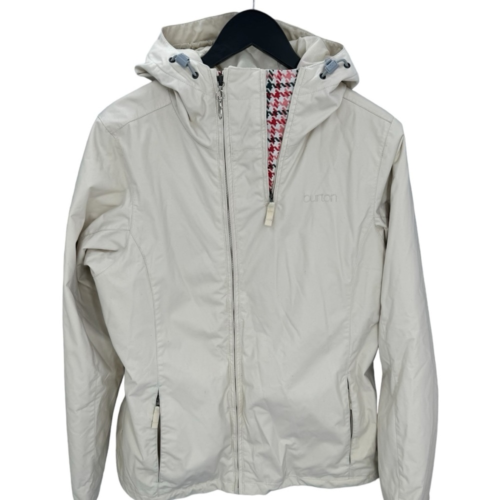 Burton Women’s Ski Snowboarding Winter Jacket Size Large Cream Beige Houndstooth